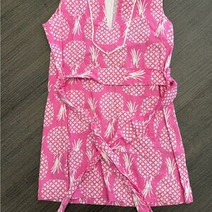 Pink Pineapple Print Kids Casual Dress